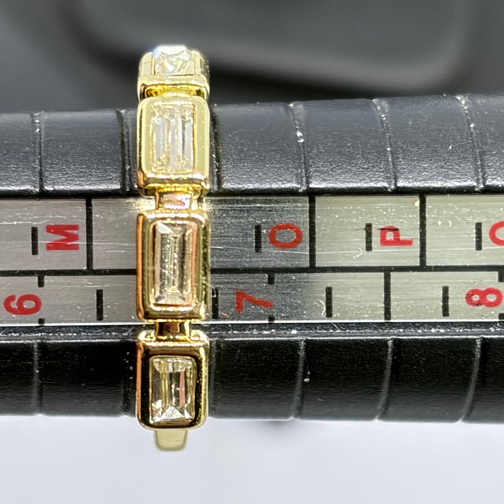 Rings Lot 3 Vintage Enamel Floral Gold‎ Tone CZ Stackable Baguette Channel Set - Picture 5 of 8